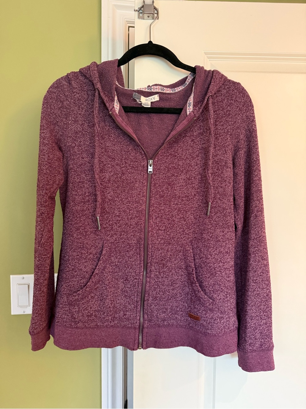 ROXY Purple Heather Full Zip Hoodie Sweatshirt M